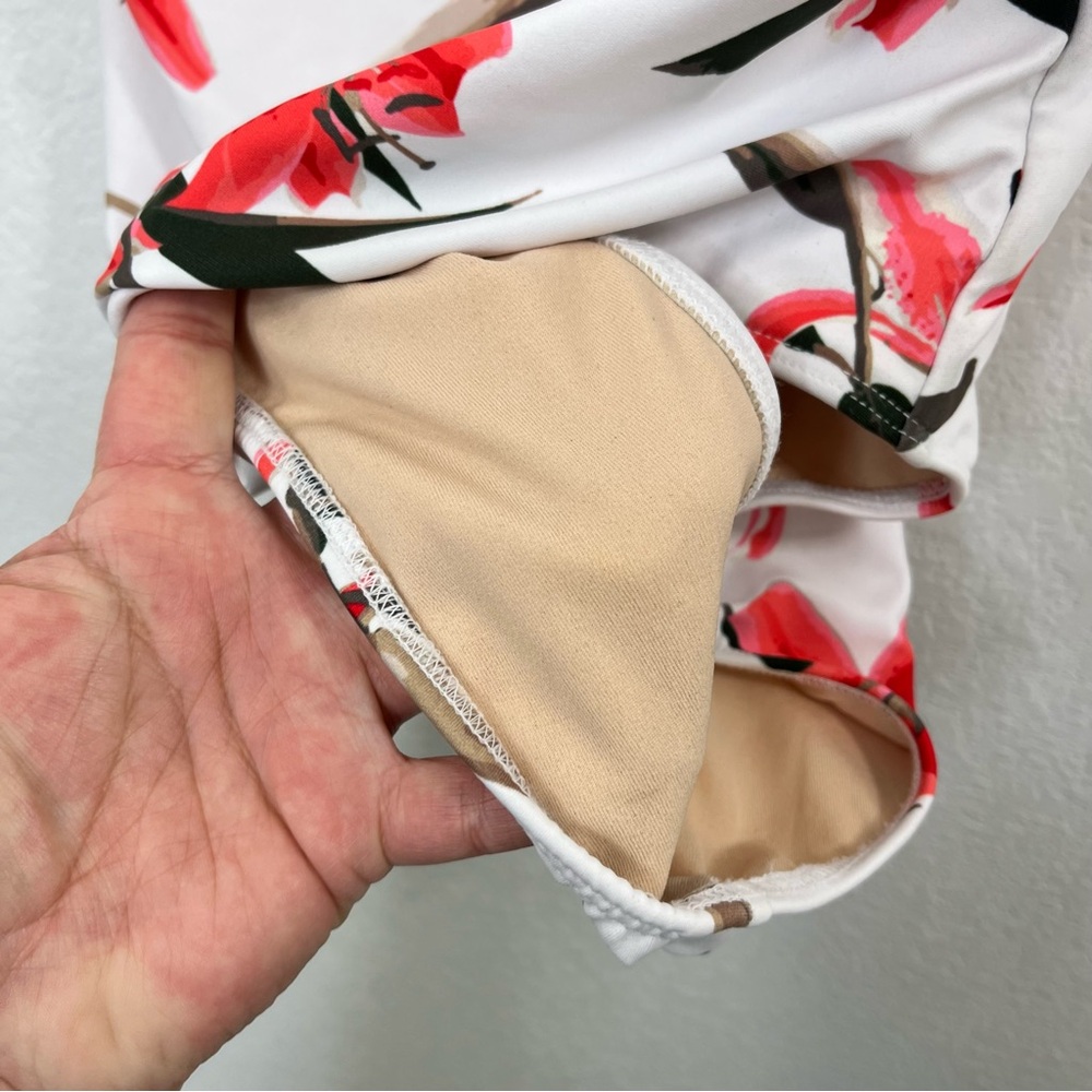 Albion White One-Piece Swimsuit with Coral Floral Print - Picture 5 of 14